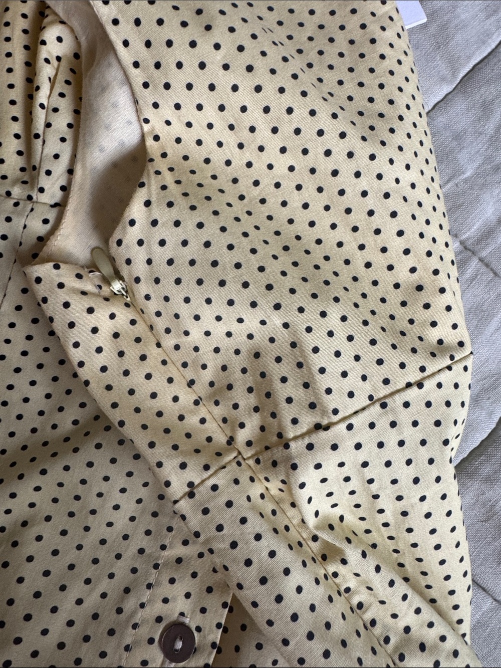 FRANKIE’S BIKINI Marley Poplin Mini Dress Yellow Polka Dot Button-Front Dress - Picture 9 of 12